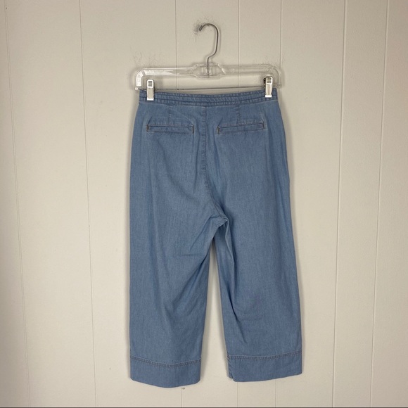 Liz Claiborne Tabitha Cropped Light Wash Wide Leg Chambray Pant 4P - Picture 6 of 13